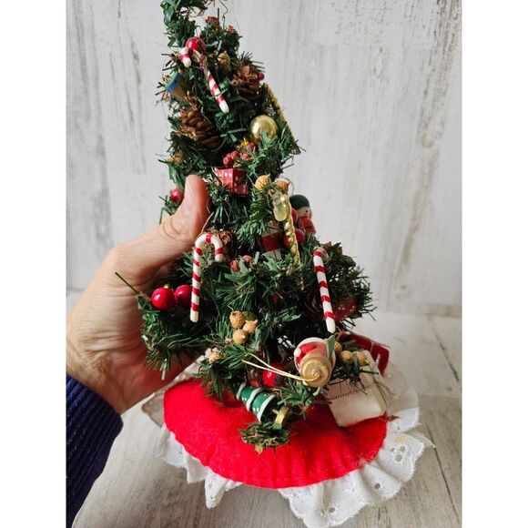 Vintage mini tree Xmas Cardinal candy cane decor - Picture 5 of 8